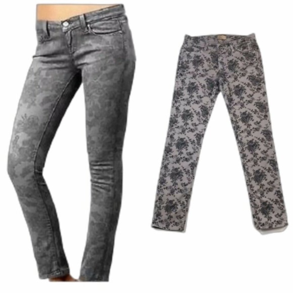 Paige Peg Floral Stretch Mid Rise Skinny Jeans